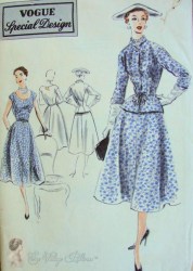 4287 VOGUE 1952 1 BUTTON JACKET,FLARE SLVLSS DRESS PATTERN 12 30